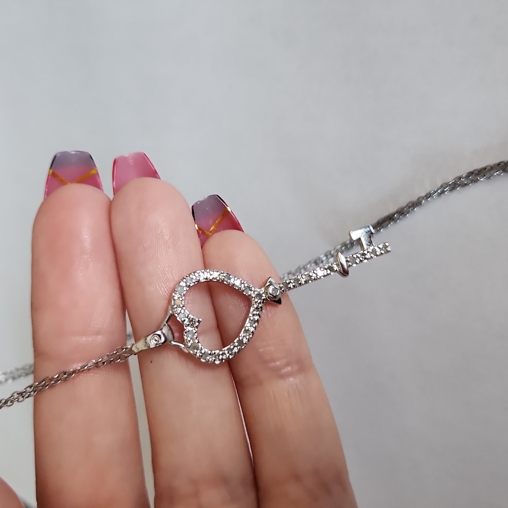 925 Sterling silver & diamond key necklace
